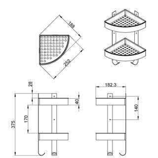 Полка угловая двухэтажная Azario RINA AZ-833-2 подвесная